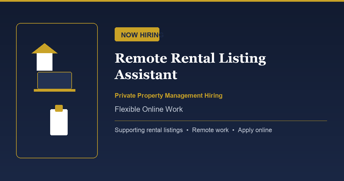 Remote Rental Listing Assistant hiring flyer